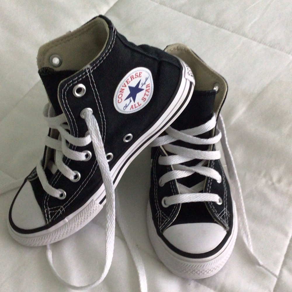 Converse Youth High Top Sneakers in Black and White